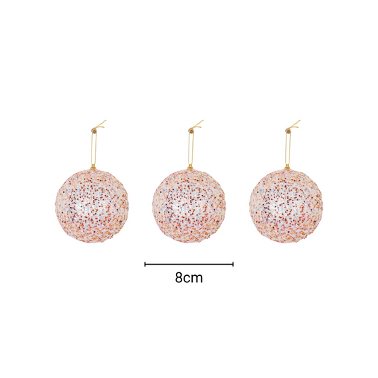 Kerst Hangers - Kerstballen - Foam -Roze Glitters - S3- 8 cm