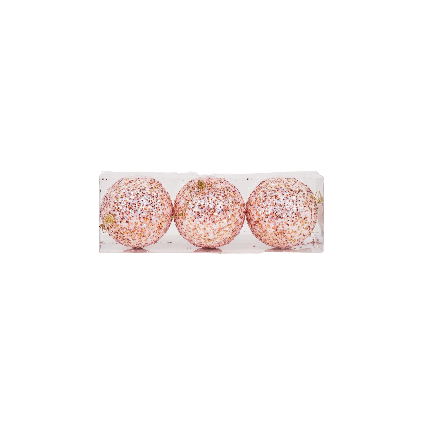 Kerst Hangers - Kerstballen - Foam -Roze Glitters - S3- 8 cm