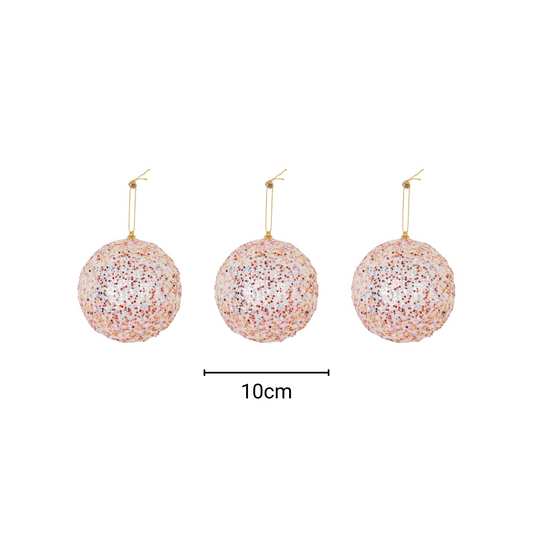 Kerst Hangers - Kerstballen - Foam -Roze Glitters  - S3- 10 cm