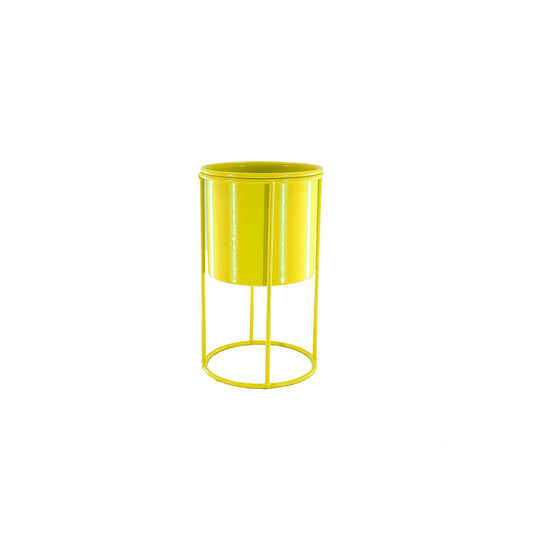 Pot - Staande Planten Pot - Metaal - Geel - 11x11x19cm