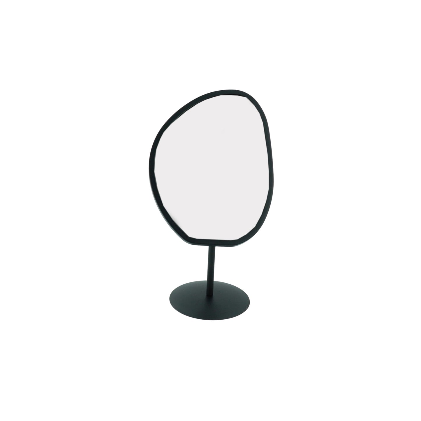 Spiegel - Make up Spiegel- Organisch Rond - Metaal - Zwart - 16,5x12x31,5cm