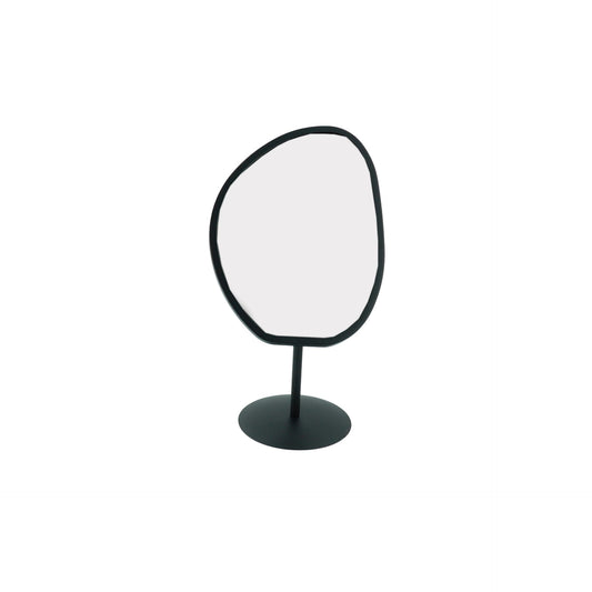 Spiegel - Make up Spiegel- Organisch Rond - Metaal - Zwart - 16,5x12x31,5cm