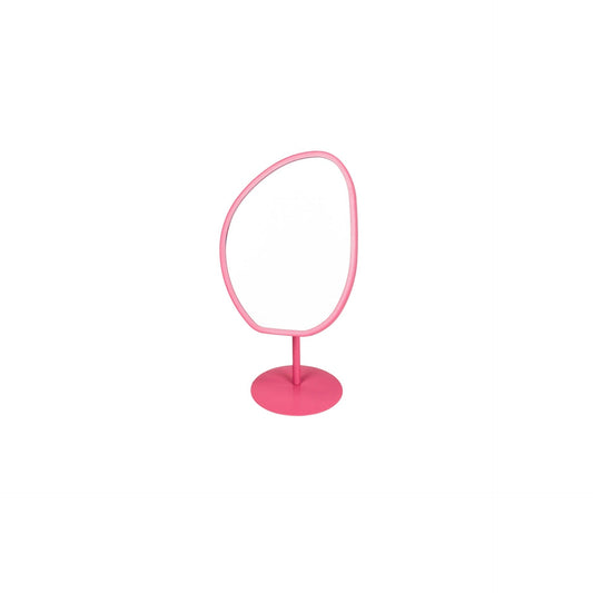 Spiegel - Make up Spiegel- Organisch Rond - Metaal - Roze - 16,5x12x31,5cm