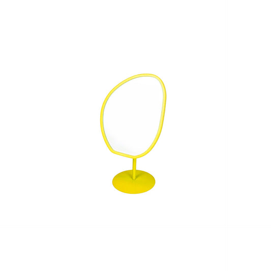 Spiegel - Make up Spiegel- Organisch Rond - Metaal - Geel - 16,5x12x31,5cm