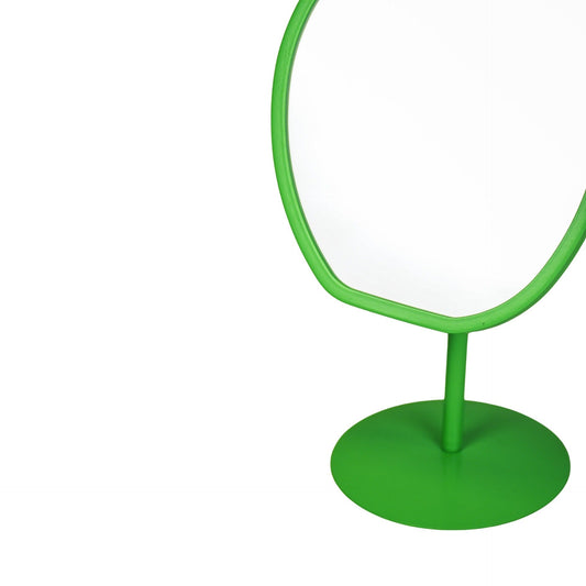 Spiegel - Make up Spiegel- Organisch Rond-Metaal - Groen - 16,5x12x31,5cm