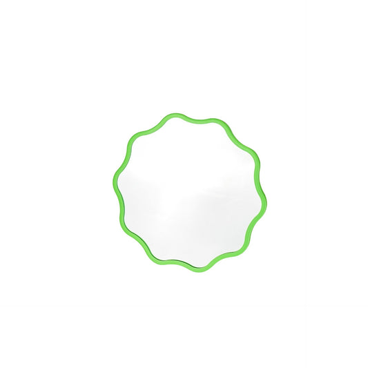 Spiegel - Make up Spiegel- Golvend Rond - Metaal - Fluor Groen - 25x1x25cm