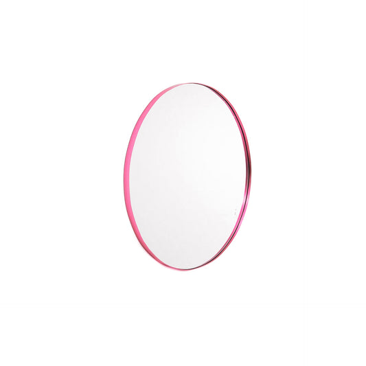 Spiegel - Wand Spiegel Rond - Metaal - Roze - Ø60cm