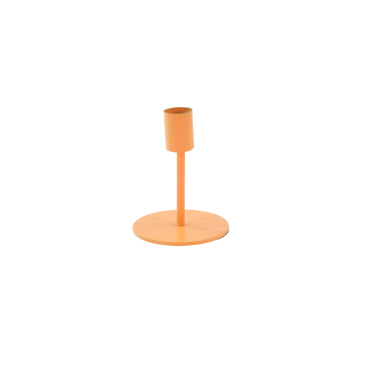 Kaarshouder-Kandelaar - Basic - Metaal - Fluor Oranje- 8x8x10cm