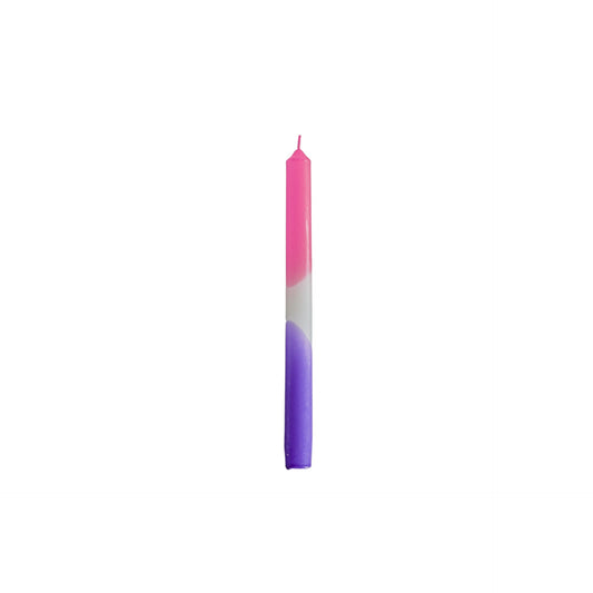 Kaarsen - Dipdye Dinerkaars - Neon Roze/Wit/Paars - S4 - 2,1x25 cm