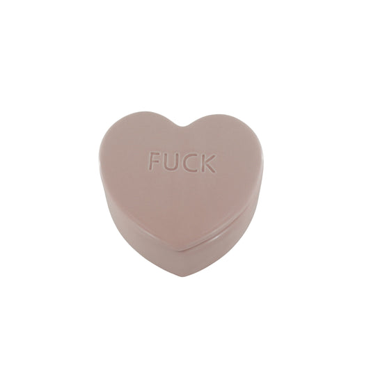 Sierpotje- Snoephart 'FUCK'- Keramiek- Licht Roze- 12x11,5x6cm