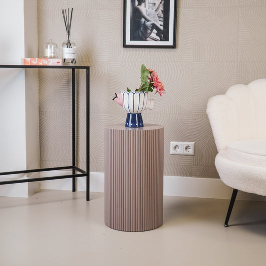 Bijzettafel /Pilaar- Cilinder- MDF - Taupe - 30x30x54cm