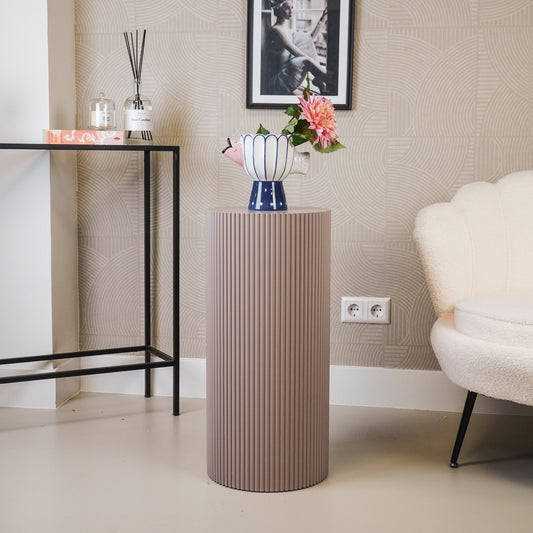 Bijzettafel /Pilaar- Cilinder - MDF - Taupe - 30x30x65cm