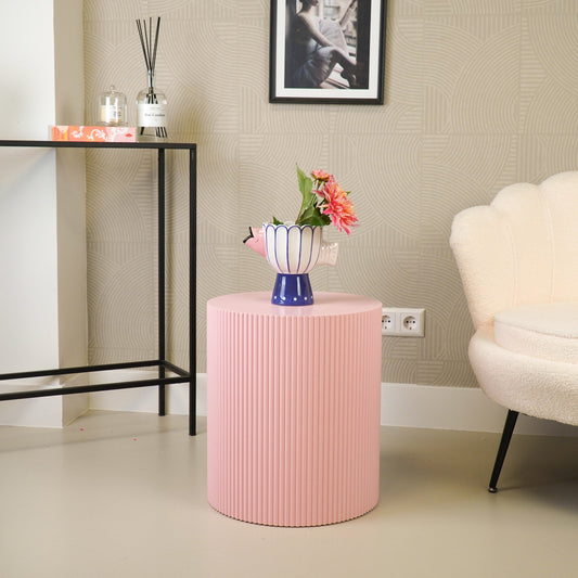 Bijzettafel - Cilinder- MDF - Licht Roze - 39x39x45cm