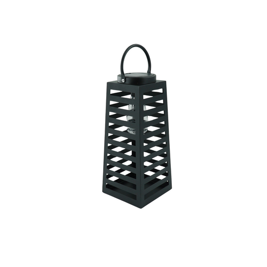 Lamp- Lantaarn/ Windlicht - Solar - Metaal - Zwart - 14x14x32,5cm