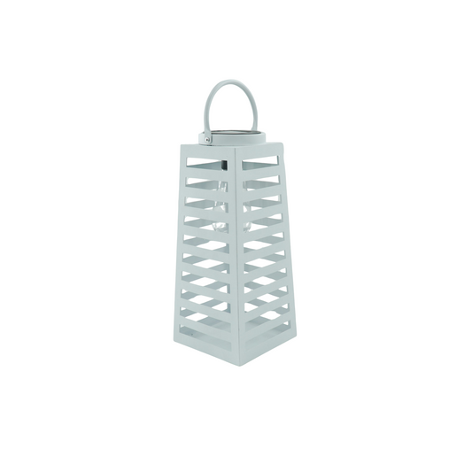 Lamp- Lantaarn/Windlicht  - Solar - Metaal - Wit - 14x14x32,5cm