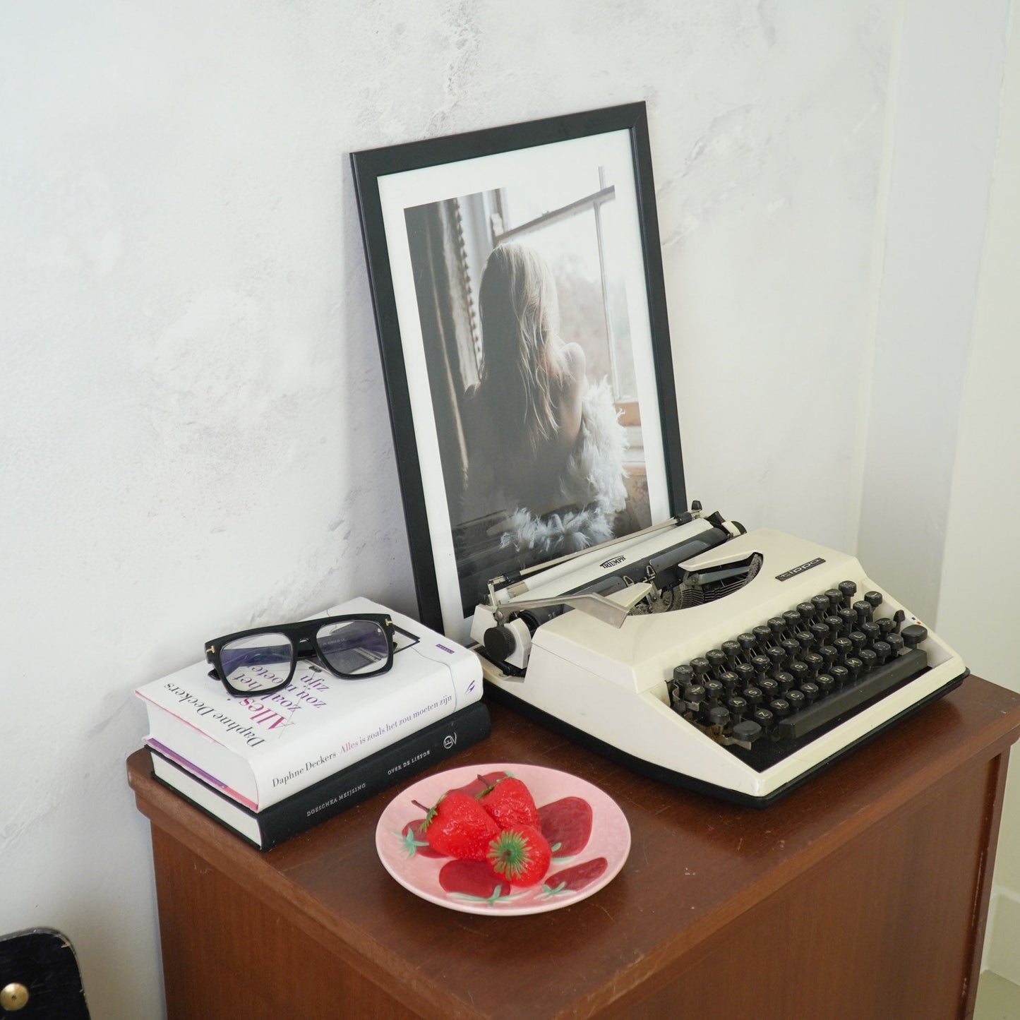 Decobord - Aardbei - Dolomiet - Roze/ Rood - 17,5x17,5x2cm