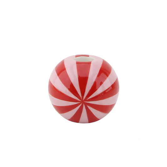 Kaarshouder- Kandelaar Swirl- Dolomiet - Rood/Roze - 7x7x7cm