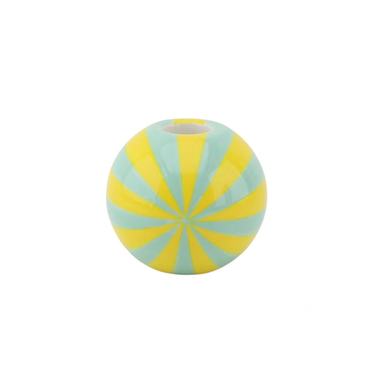 Kaarshouder - Kandelaar Swirl- Dolomiet -  Geel/Mintgroen - 10x10x10cm