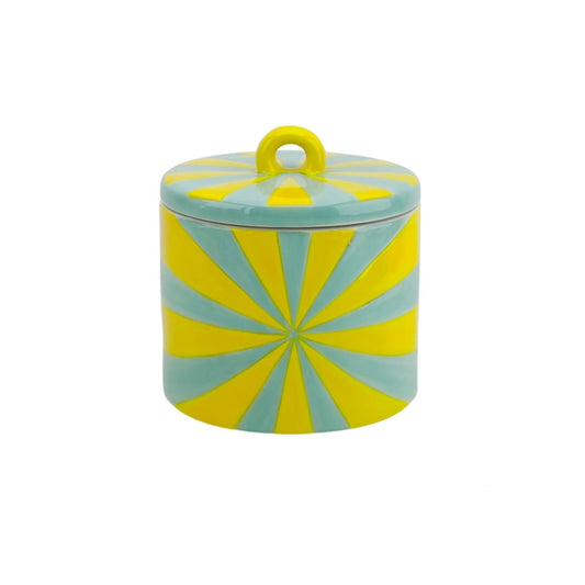 Sierpotje -Swirl- - Dolomiet -  Geel/Mintgroen - 11x11x11,5cm