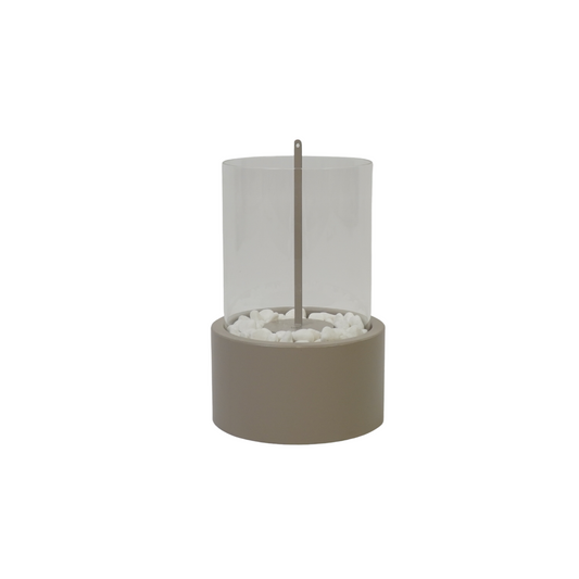 Tafel Haard- Rond - Metaal/Glas - Taupe- 18x18x26,5cm
