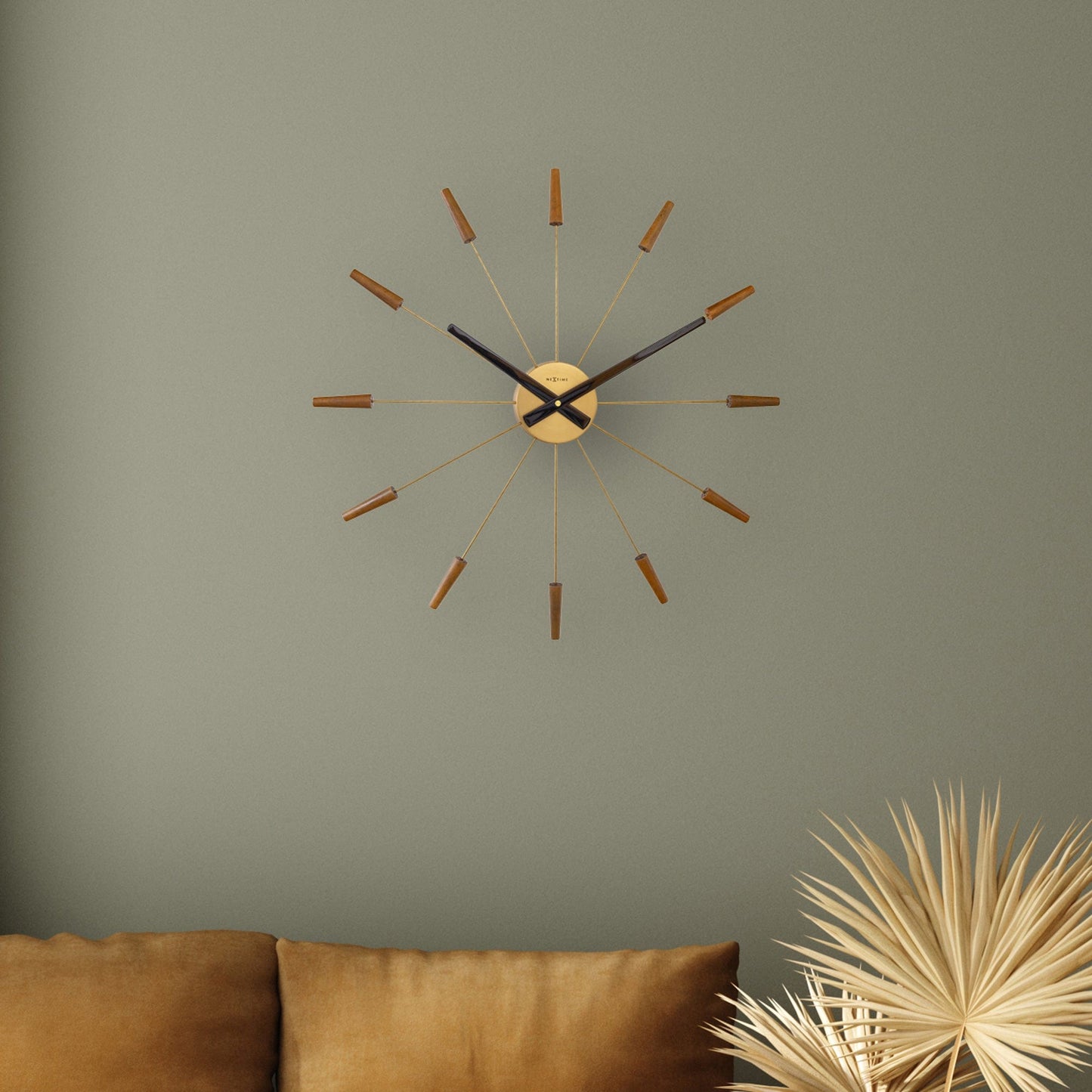 Large Wall clock 58cm - Silent - Wood/Stainless Steel - "Plug-Inn"