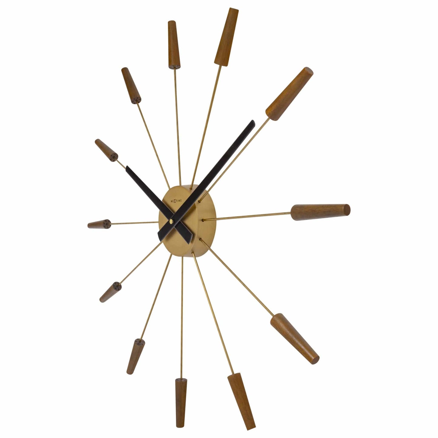 Large Wall clock 58cm - Silent - Wood/Stainless Steel - "Plug-Inn"