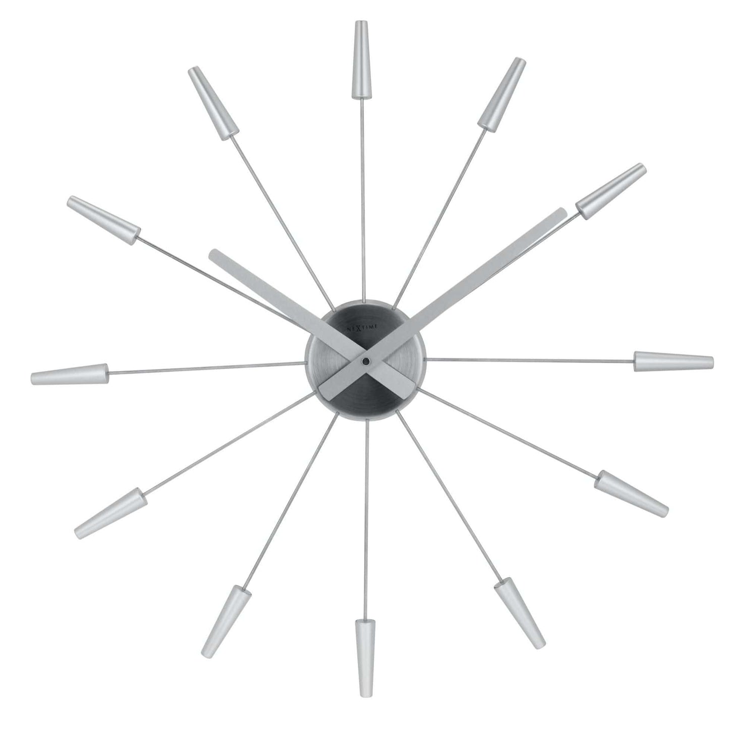 Silent Wall clock - Vintage - 58cm - Stainless Steel - 'Plug Inn'