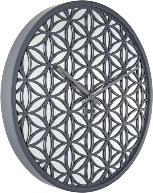 Wall clock -  50 cm - Wood/Mirror -  'Bella Mirror'