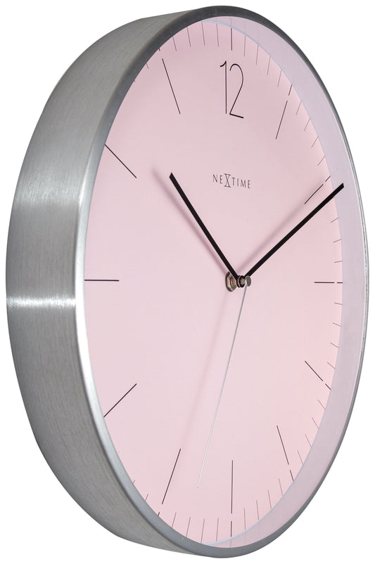 Wall clock -  34 cm - Glass / Metal - Elegant 'Essential Silver'