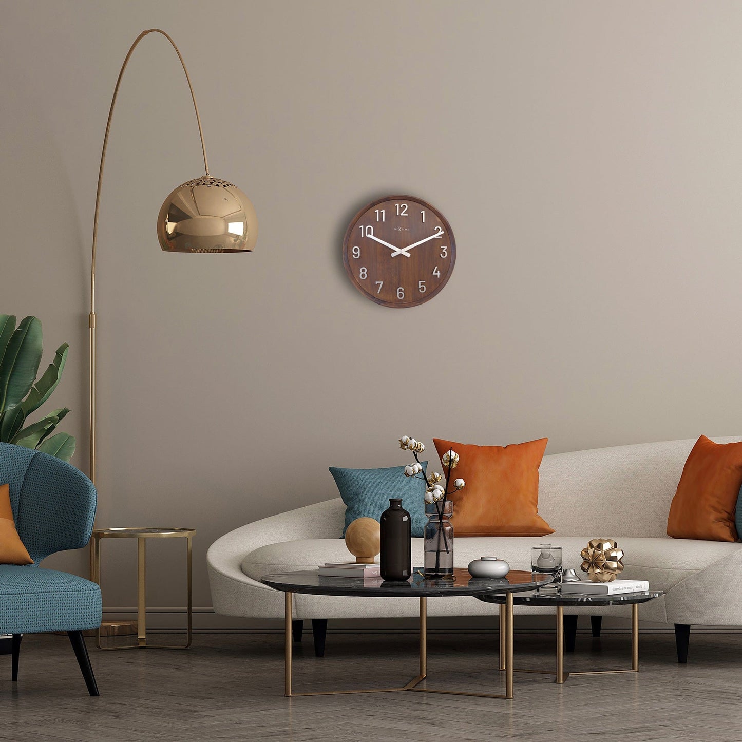 Large Wall clock 50cm - Silent - Wood/Metal - "Precious"