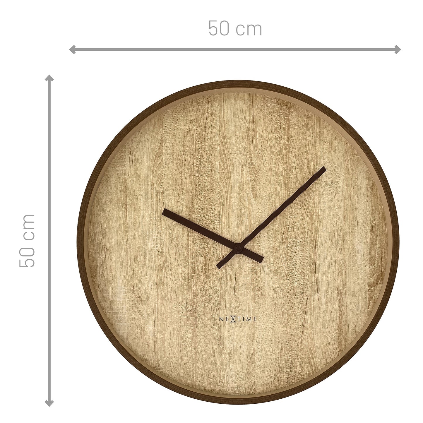 Wall clock 50cm-Silent-Dark Brown/Light Brown-Plastic-NeXtime 'Oslo Large'