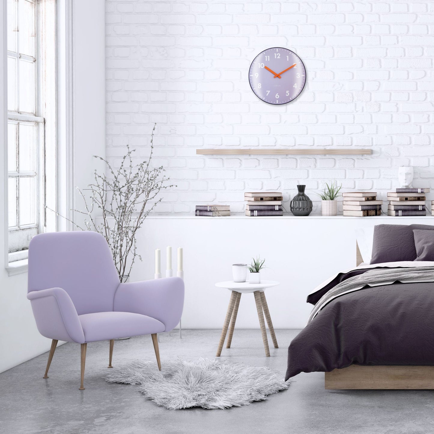 Wall Clock 35cm Domed Glass Lens-Silent-Glass-NeXtime 'Duomo'