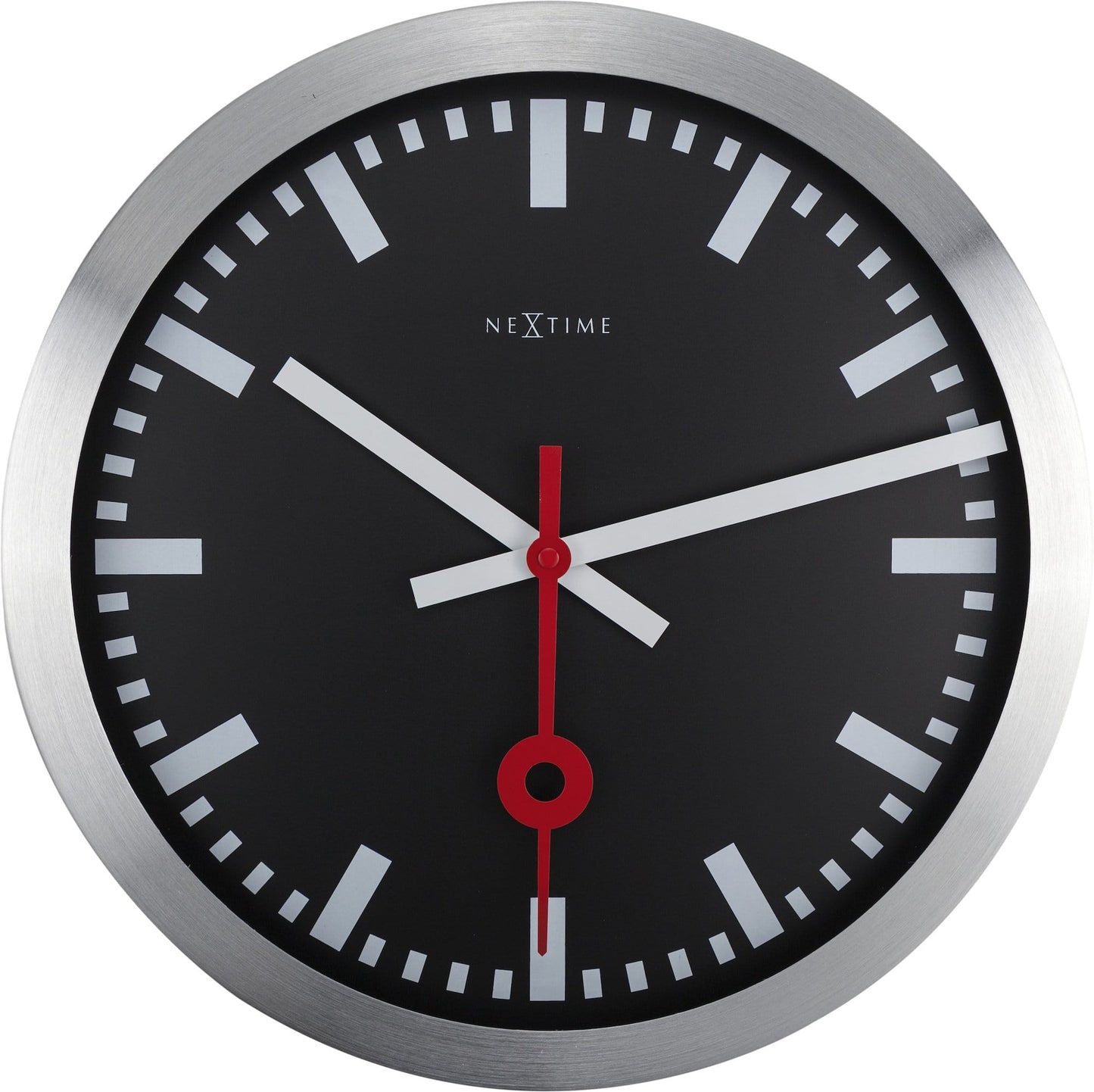 Wall clock/Table clock - Black - Aluminum - 'Station Stripe'