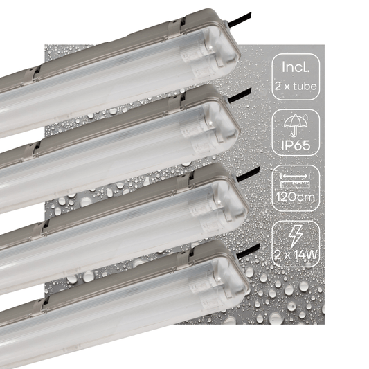 4 PACK - LED's Light LED TL licht balk met sensor 120 cm - Bewegingssensor en nachtsensor - Waterdicht - 4200 lm