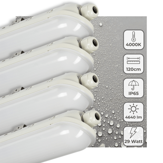 4 PACK - LED's Light Pro LED TL armatuur compleet 120 cm - Waterdicht - 4640 lm