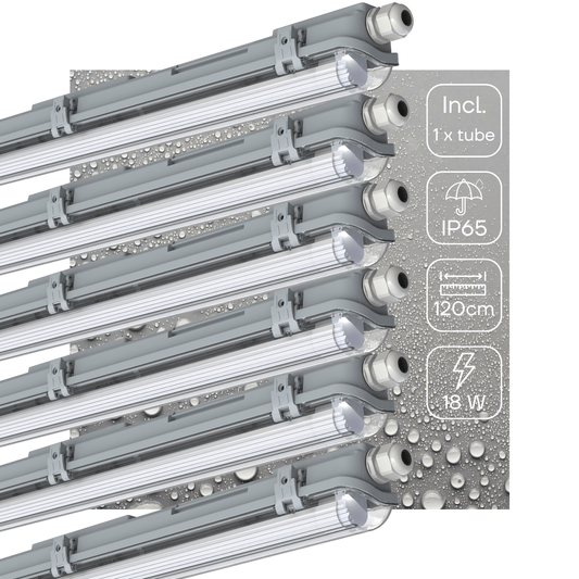 6 PACK - LED's Light LED TL armatuur met lamp 120 cm - Koud wit licht 6500 K - Waterdicht - Complete set