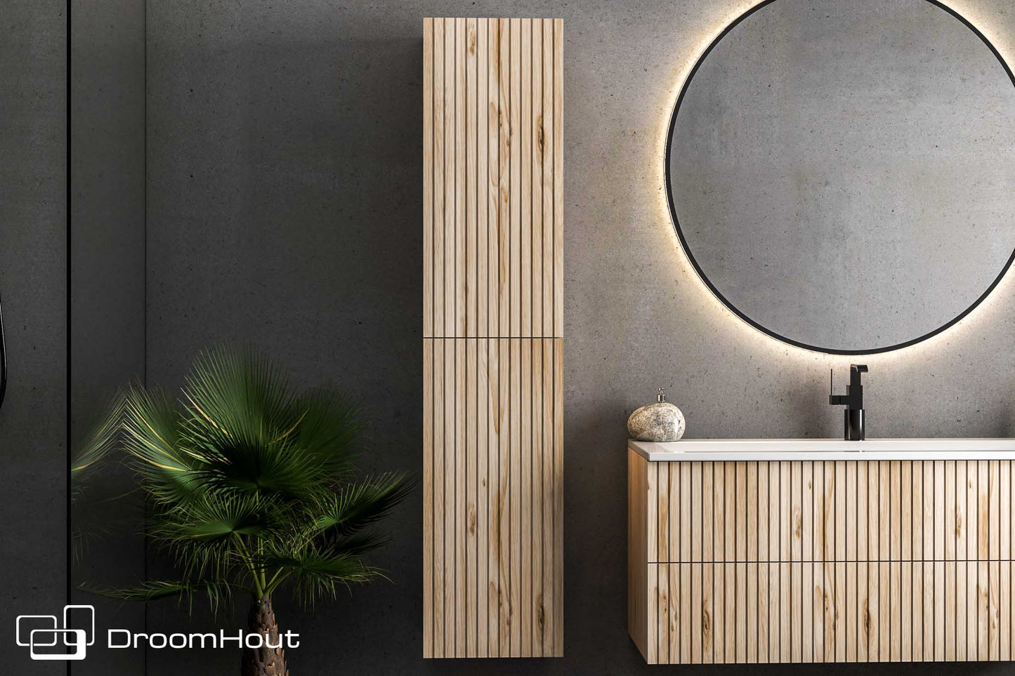 Badkamermeubel DroomHout Wave 80 cm - showroommodel