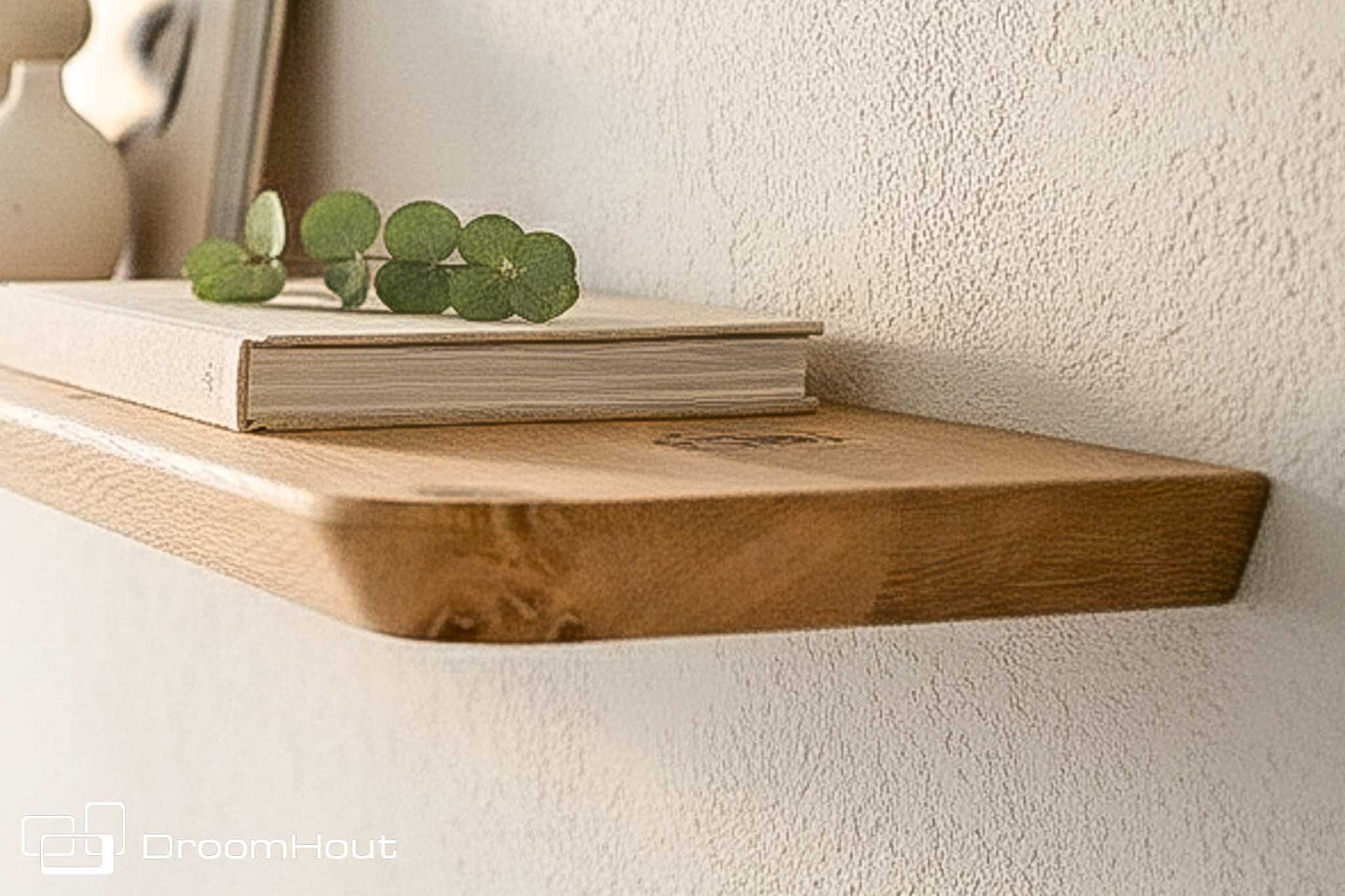 Houten wandplank  (facet rand, ronde hoek)
