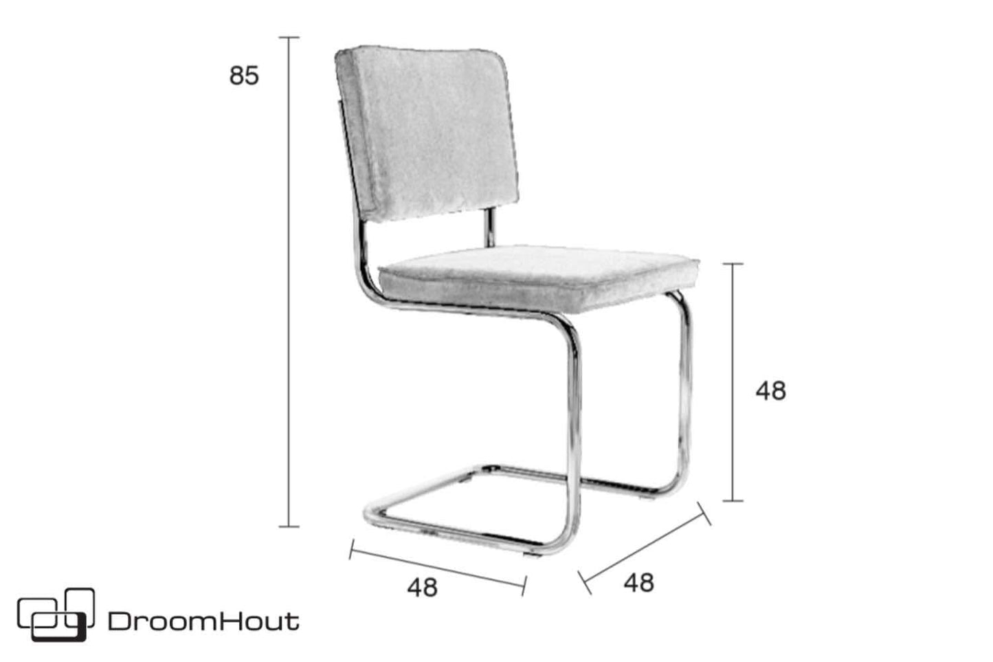 Stoel Zuiver Ridge Rib Chromed frame grey - showroommodel