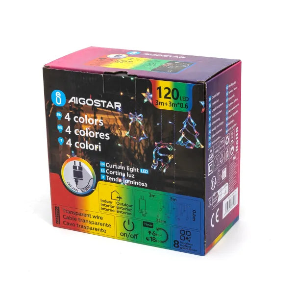 Lichtstring ijspegel meerkleurig 6 x 0.6 meter (3+3x0.6m ) - 12 LED slingers | sproeidicht IP44 - koppelbaar (max 5) | 230VAC - 24V | met afstandsbediening