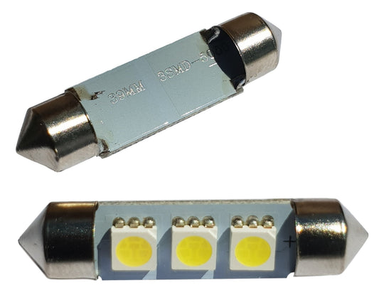 C5W 39mm autolamp 2 stuks | LED festoon | 3-SMD daglichtwit 6000K | 12 Volt DC