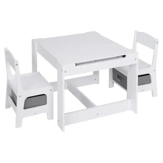 BukkitBow - 3-in-1 Kinder Activiteitstafel / Kindertafel Set - Met Omdraaibaar Schoolbord en Ingebouwde Opslagruimte - Veilig Design - 63x63x51cm