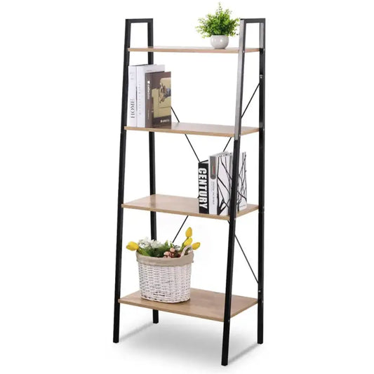 BukkitBow - 4-Lagen Ladder Boekenplank / Kast - Voor Woonkamer Slaapkamer Keuken Eetkamer Opslag - 60x35x148cm