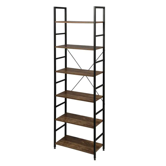 BukkitBow - 6-Laags Metalen/Houten Boekenkast - Home Decor - Geschikt voor Diverse Ruimtes - 60x28x180cm