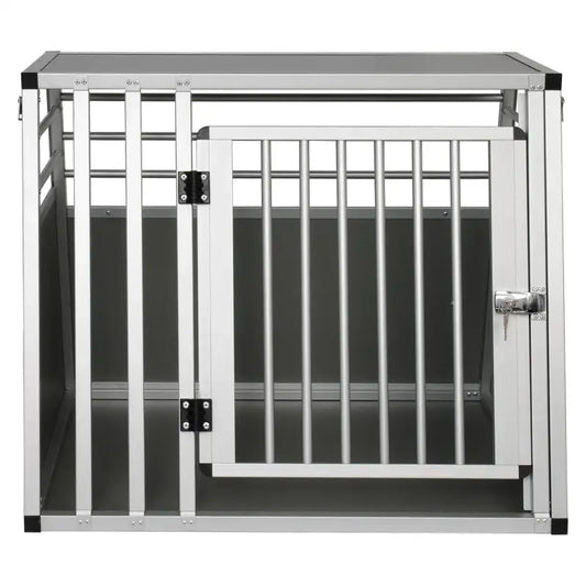 BukkitBow - Aluminium/MDF Hondentransportbox - Trapeziumvormig Ontwerp - met Volledige Ventilatie - Zilver of Zwart - 65x65x80cm