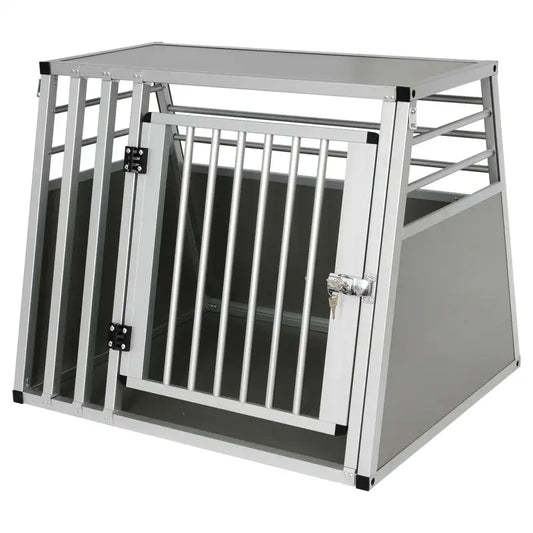 BukkitBow - Aluminium/MDF Hondentransportbox - Trapeziumvormig Ontwerp - met Volledige Ventilatie - Zilver of Zwart - 65x65x80cm