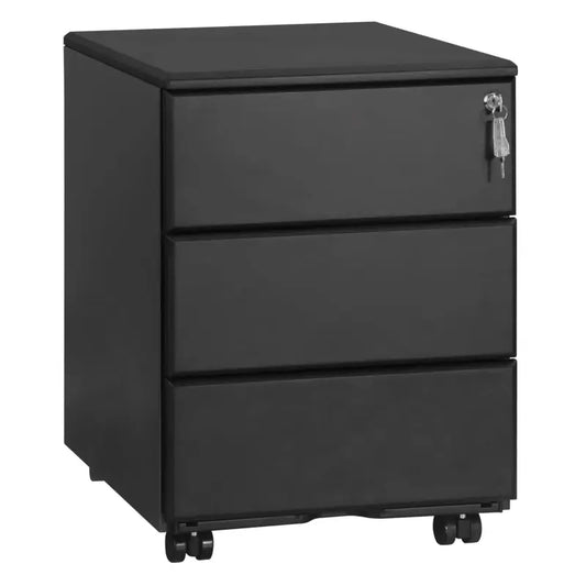 BukkitBow - Archiefkast met Slot - Opbergruimte met 3 Lades - Met Vergrendelingsmechanisme en Volledig Draaibare Zwenkwielen - (52.4X39X54CM)