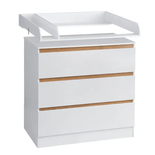 BukkitBow - Baby Verschoontafel met 3 Laden - Dressoir van Spaanplaat MDF - Veilig en Gemakkelijk - 80x48x78cm