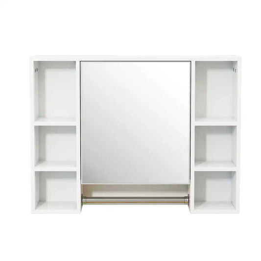 BukkitBow - Badkamer Opbergkast / Badkamermeubel - met Spiegel en Handdoekhouder - Verstelbare Plank - 80x20x60cm