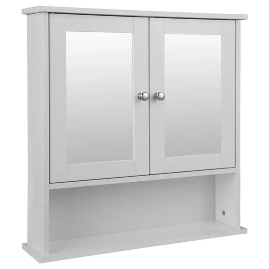 BukkitBow - Badkamerkast met Spiegel / Badkamermeubel - Verstelbare Plank - Duurzaam en Vochtbestendig - Eenvoudig te Onderhouden - 56x13x58.3 cm